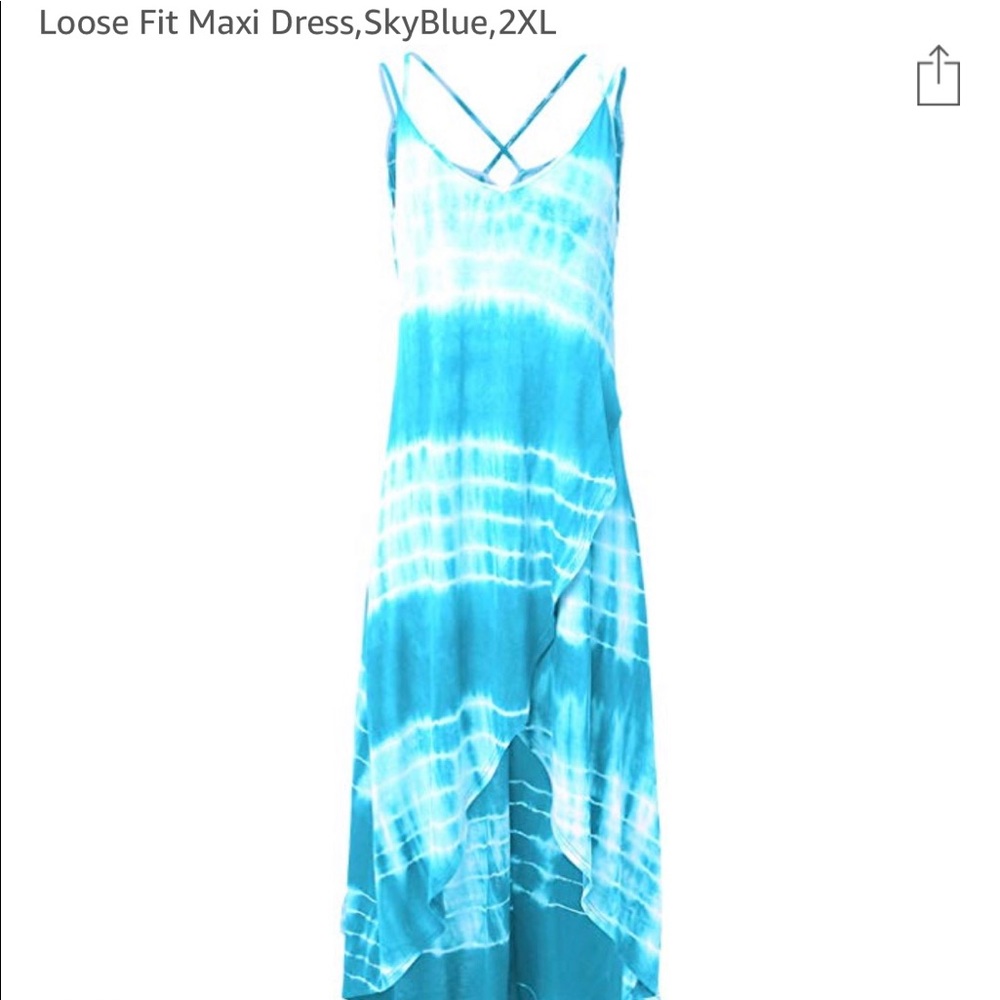High-low aqua tie dye maxi dress